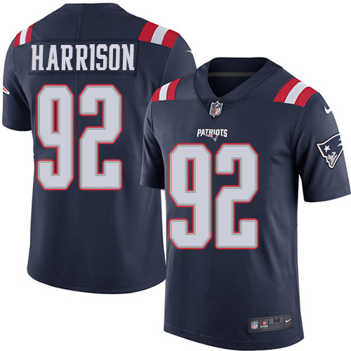 Nike Patriots #92 James Harrison Navy Blue Men's Stitched NFL Limited Rush Jersey - Click Image to Close